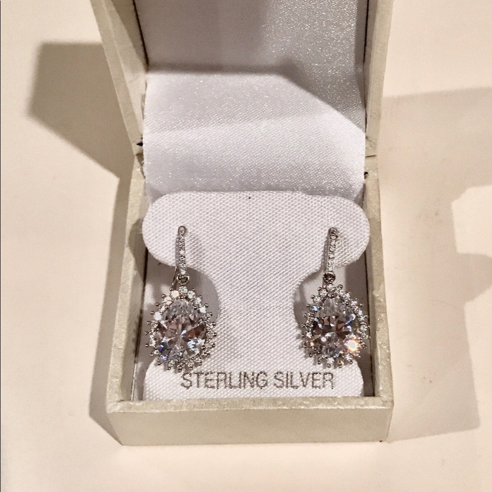 NWOT Sterling Silver pear shape dangle earrings